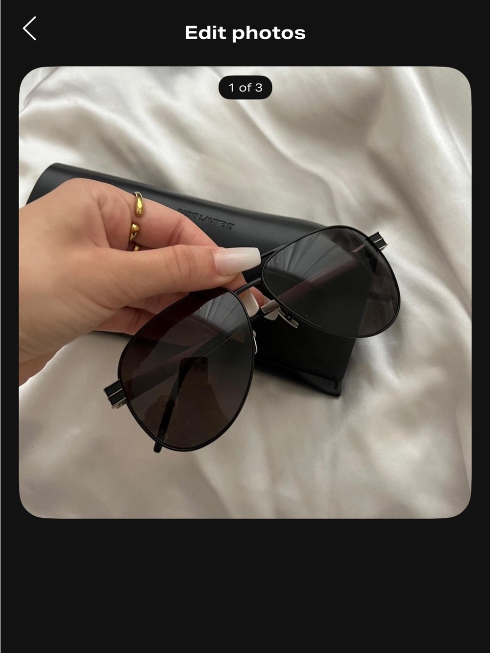SOLD Saint Laurent Black Metal Aviator Sunglasses
